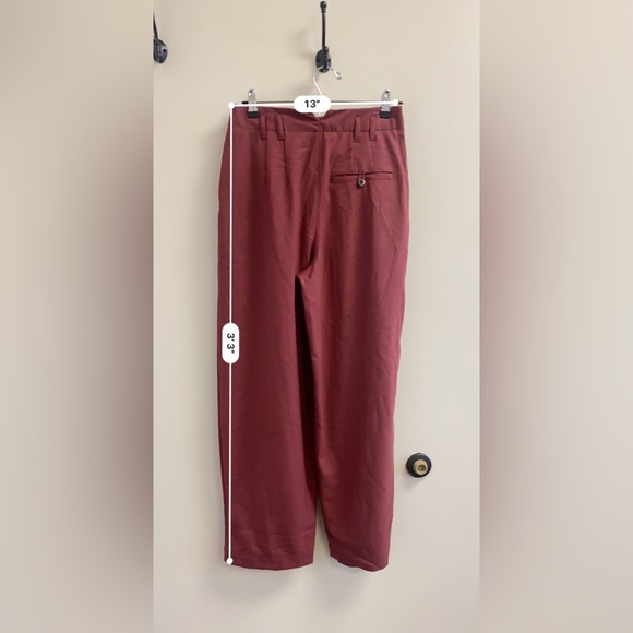 Free People- Calla Tailored Trousers Size 0 Maroon - Picture 7 of 12